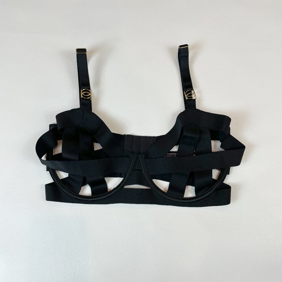 NWOT Victoria's Secret Bra 32DDD Unlined Balconet Strappy Banded Black - Picture 1 of 8